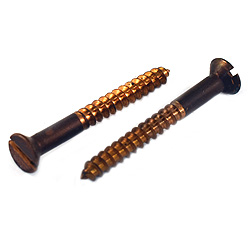 #14 x 1 Flat Wood Screw Silicon Bronze Slotted