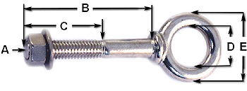 3/4 x 4 1/2 Shoulder Eye Bolts - 316 Stainless