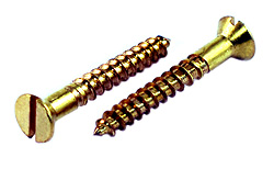 #6 x 1/2 Brass Flat Head Wood Screws - Slotted