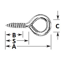 5/32 x 1 5/8 Screw Eye 18-8 Stainless Steel